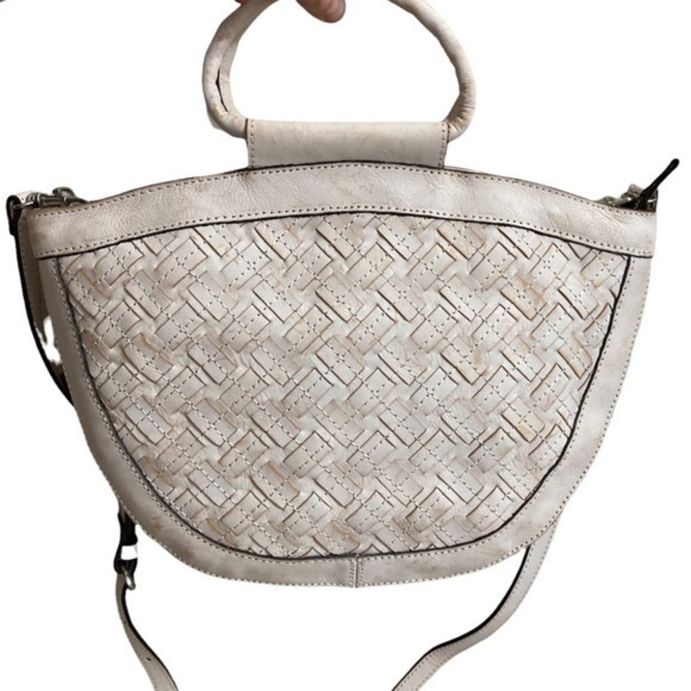 Patricia nash white woven leather top handle crossbody bag beautiful